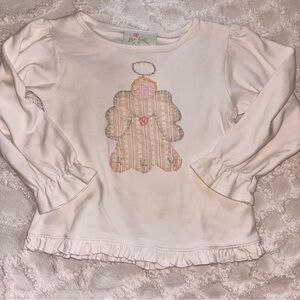 Alice Kathleen Appliqué Christmas Angel Ruffle Top Pastel